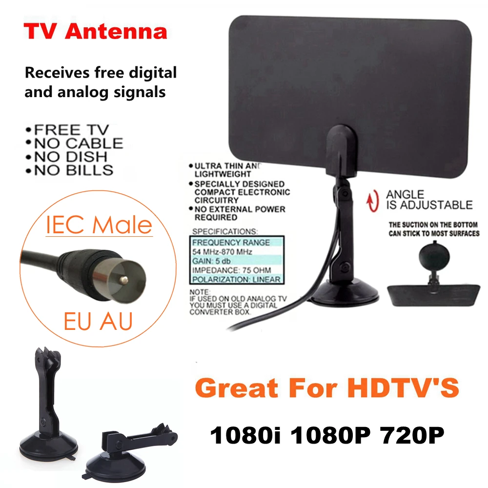 Домашняя цифровая ТВ антенна D TV Fox HD с европейской вилкой VHF UHF телевизионная