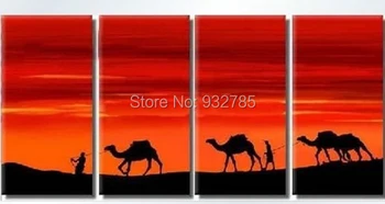 

African Landscape oil painting canvas Desert Camel Abstract handmade home office hotel wall art decor decoration free shipping
