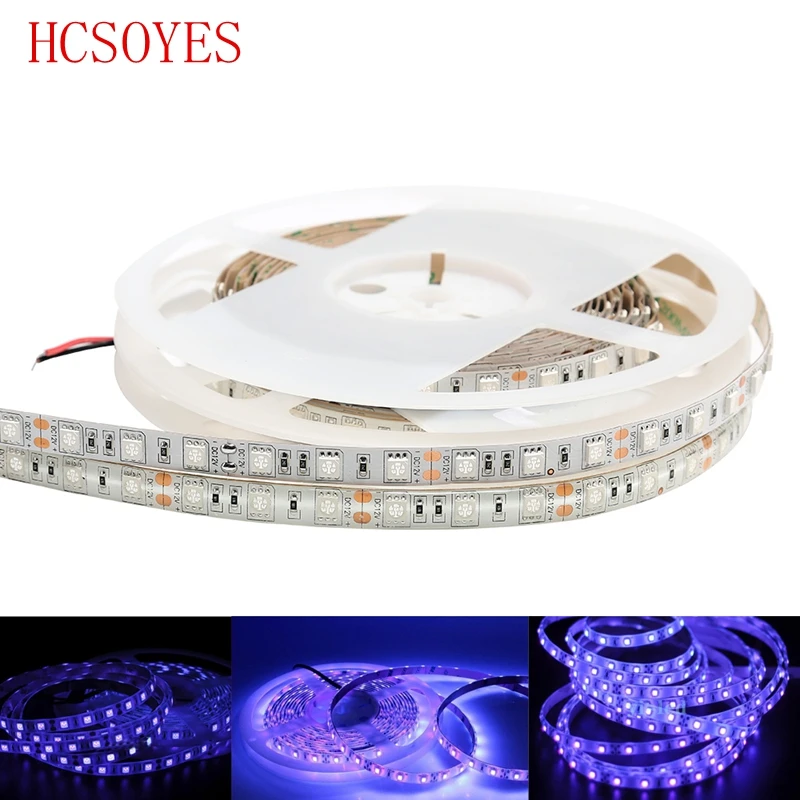 DC 12 В 5 м 5050 SMD 60 светодисветодиодный s/M ультрафиолетосветодиодный Светодиодная
