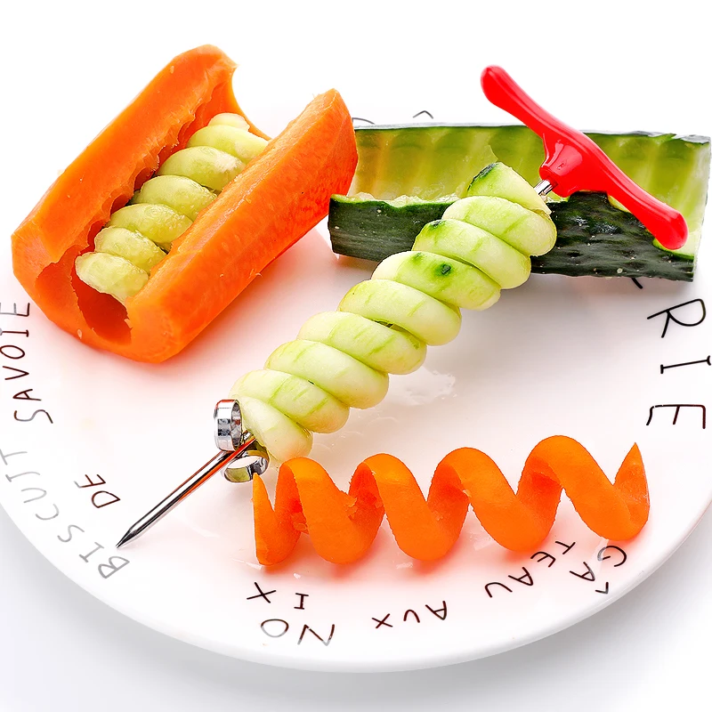 

Vegetables Cutter Spiral Knife Carving Tool Potato Carrot Cucumber Salad Chopper Manual Spiral Screw Slicer Cutter Spiralizer