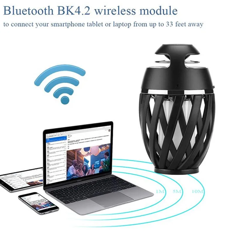 Bluetooth динамик USB Led пламя огни Открытый Портативный светодиодный пламя атмосферная лампа стерео динамик открытый кемпинг НЧ-динамик мини