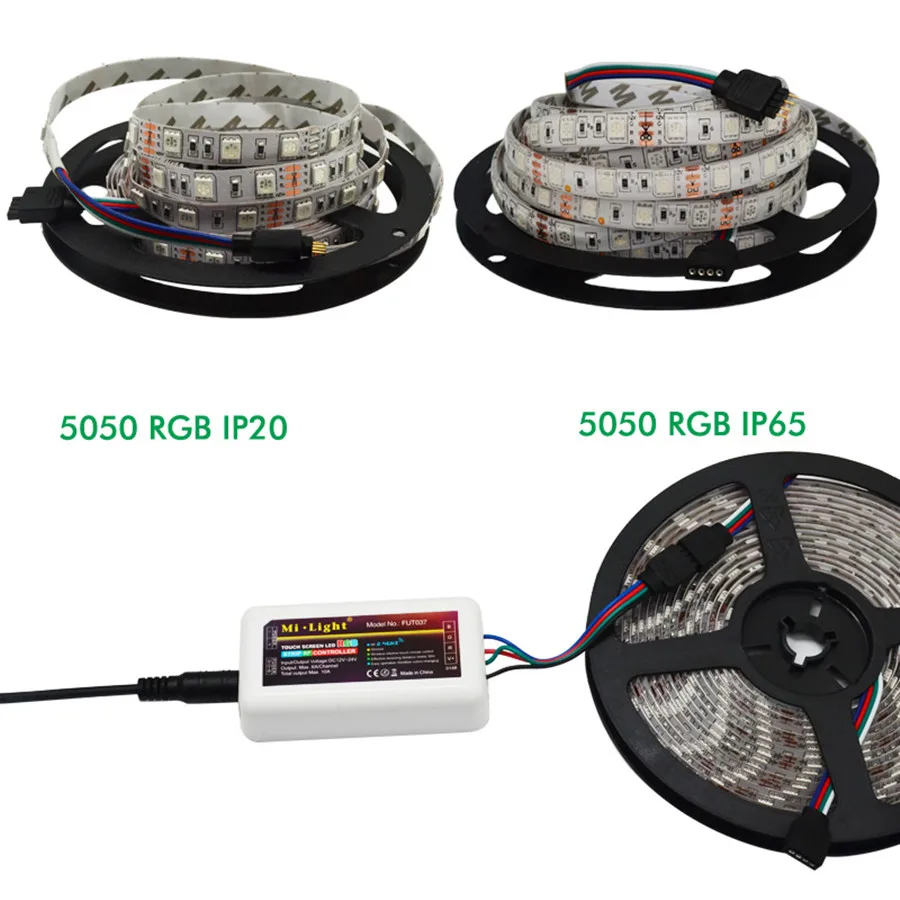 RGBW 12 В Светодиодная лента 5050 водонепроницаемый IP20/IP65 гибкий светодиодный светильник лента+ Mi светильник RF сенсорный пульт+ WiFi коробка+ 4 шт. 4-зонный контроллер