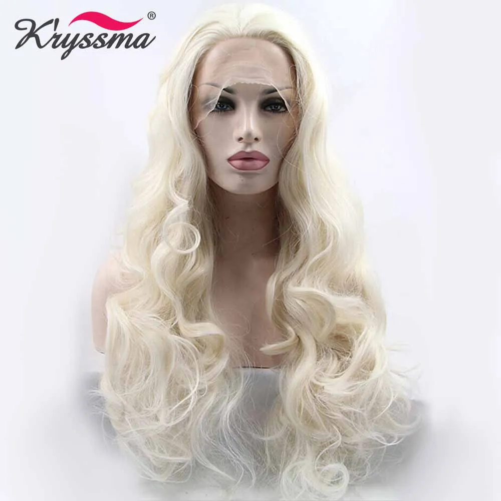 

Long White Wig Synthetic Lace Front Wig Halloween Wavy Wigs for Women Free Part Party Wig Glueless Heat Resistant Fiber