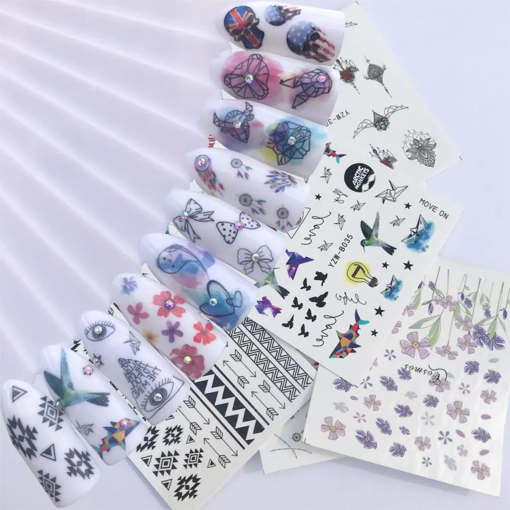 

YWK 1 Sheet Nail Sticker Flower Fruit Necklace Jewelry Pattern Nail Art Water Decals Nail Transfer Stickers Decorations