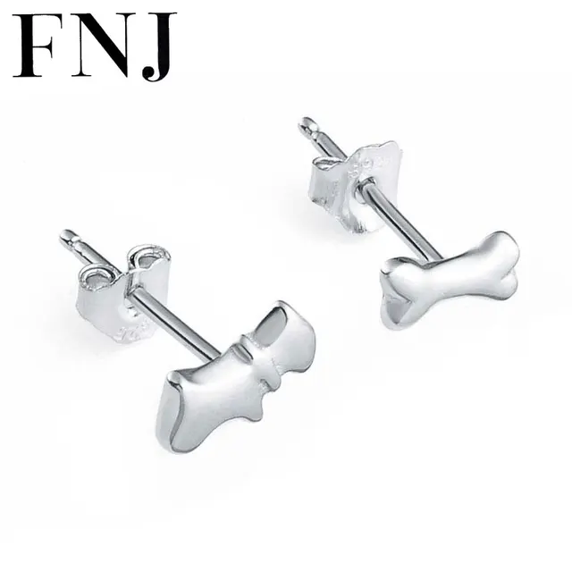 Fnj 100 925 Silver Dog Earring Bone Women Jewelry S925 Sterling Fnj 100 925 Silver Dog Earring Bone Women Jewelry S925 Sterling Boucle D