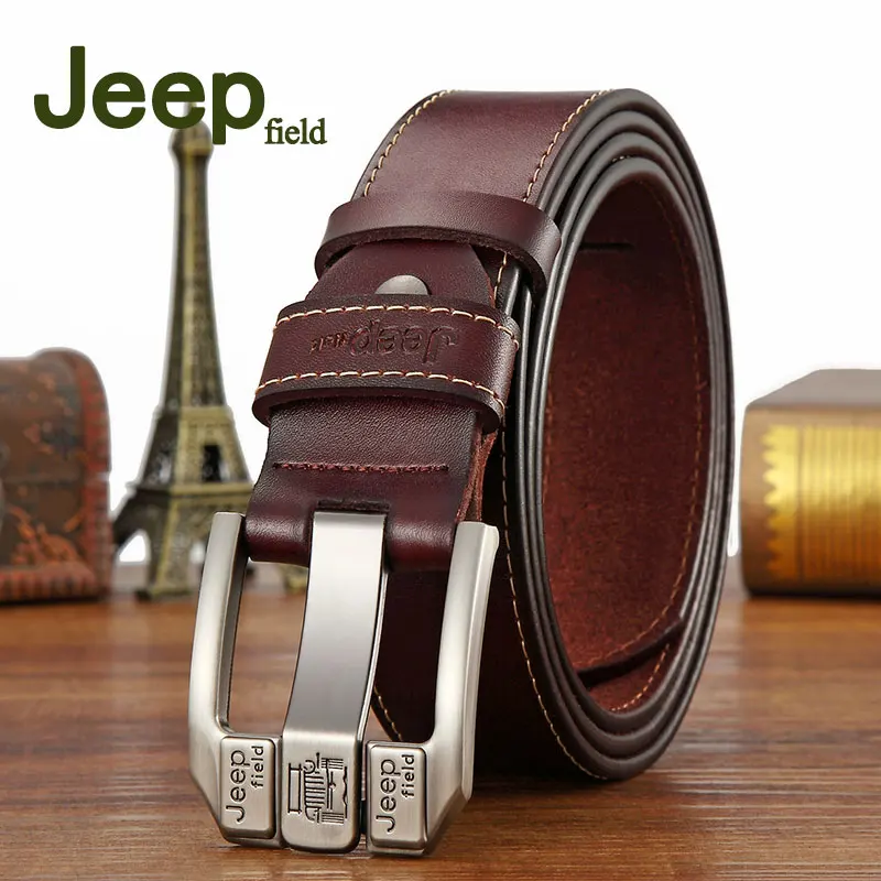 MENS DESIGNER LEATHER JEEP LONG BELTS FOR MEN ADJUSTABLE STRAP PIN BUCKLE BLACK