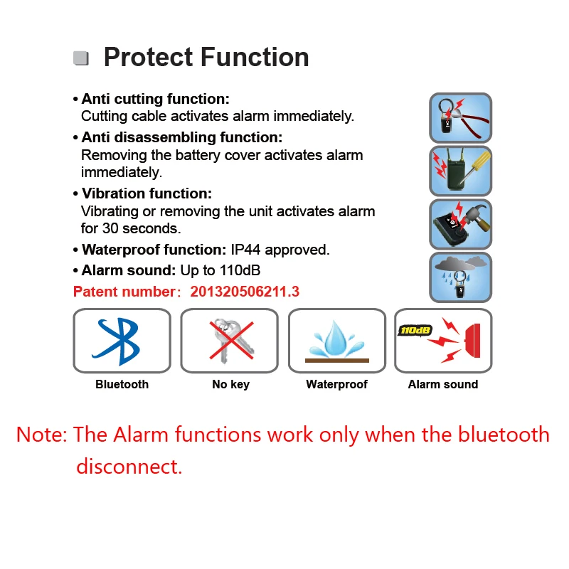 Электрический умный дверной замок RAYKUBE с Bluetooth, приложение для телефона, водонепроницаемый Противоугонный замок, 110дб, сигнальный трос для двери и велосипеда