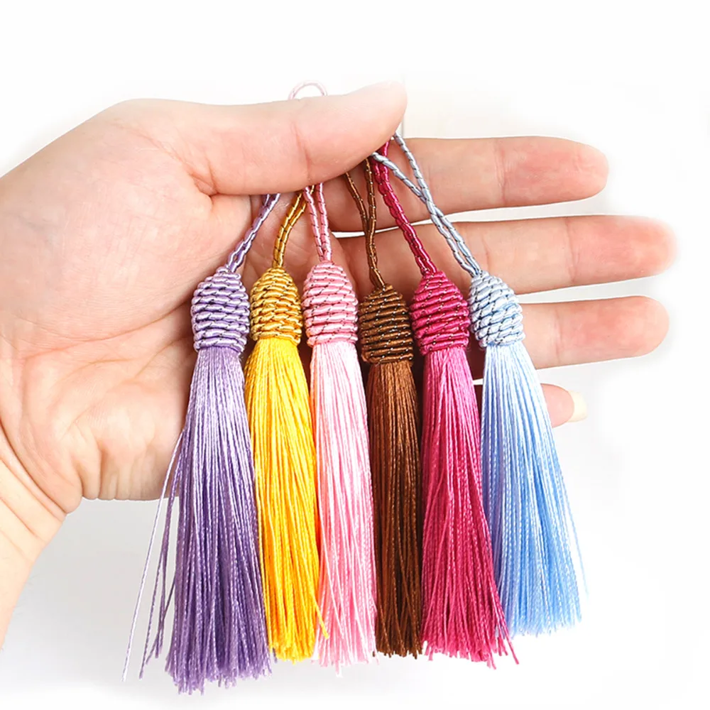 

10pcs/Pack Polyester Silk Tassels Fringe 15cm Long Cotton Tassels Trim For Wedding Decoration DIY Sewing Curtains Accessories