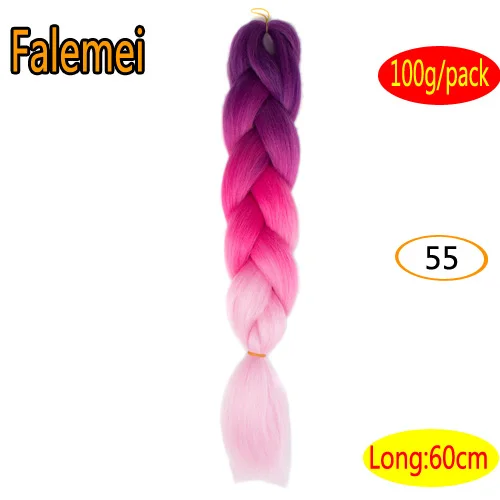 #33 FALEMEI 100 г/упак. 24 дюйма, вязанные косички, волосы, Омбре, два тона, цветные, огромные косички, волосы, синтетические волосы для кукол, вязанные волосы - Цвет: #33