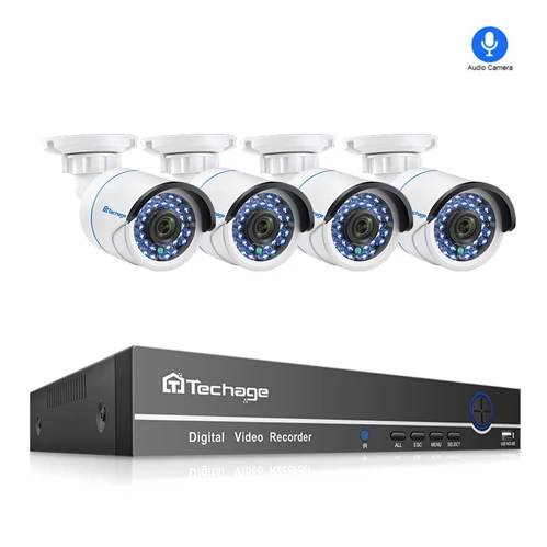 Techage 8CH POE 1080P IP камера CCTV безопасности NVR система 2mp Аудио Звук комплект видеонаблюдения Открытый HD P2P домашний видео комплект 2 ТБ HDD - Цвет: 8CH NVR 4 Cameras