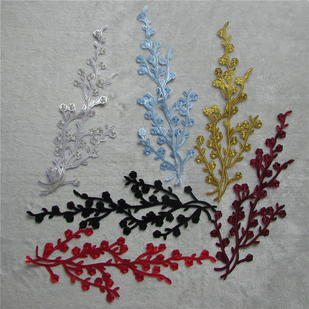 

brand new Plum Flower different fashion element hot melt adhesive applique embroidery patches stripes DIY accessories 1pcs sell