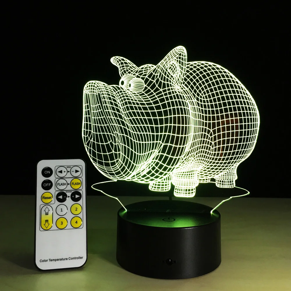 

Multi-color LED 3D Piggy Lamp Bedroom Table Night Light Acrylic Panel USB/AA Battery Remote Control Touch Base Lamp Kids Gifts