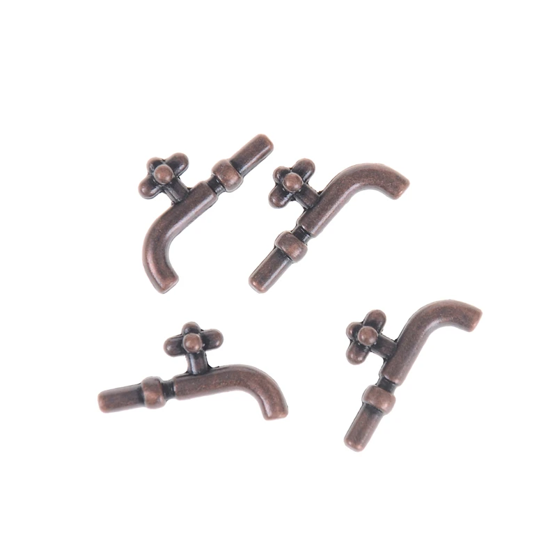 

1:12 Alloy Water Tap Faucet Dollhouse Miniature Faucet Furniture Dollhouse Bathroom Toys 2Pcs