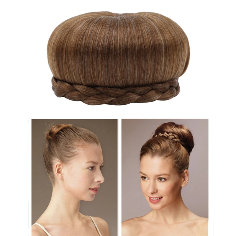 1pc New Arrival Diy A Large Bun Braided Synthetic Hair Toupee