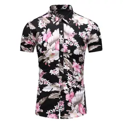 Рубашки для мальчиков 2019 мужская одежда летние с коротким рукавом для отдыха плюс размеры принт Camisa мода регулярные
