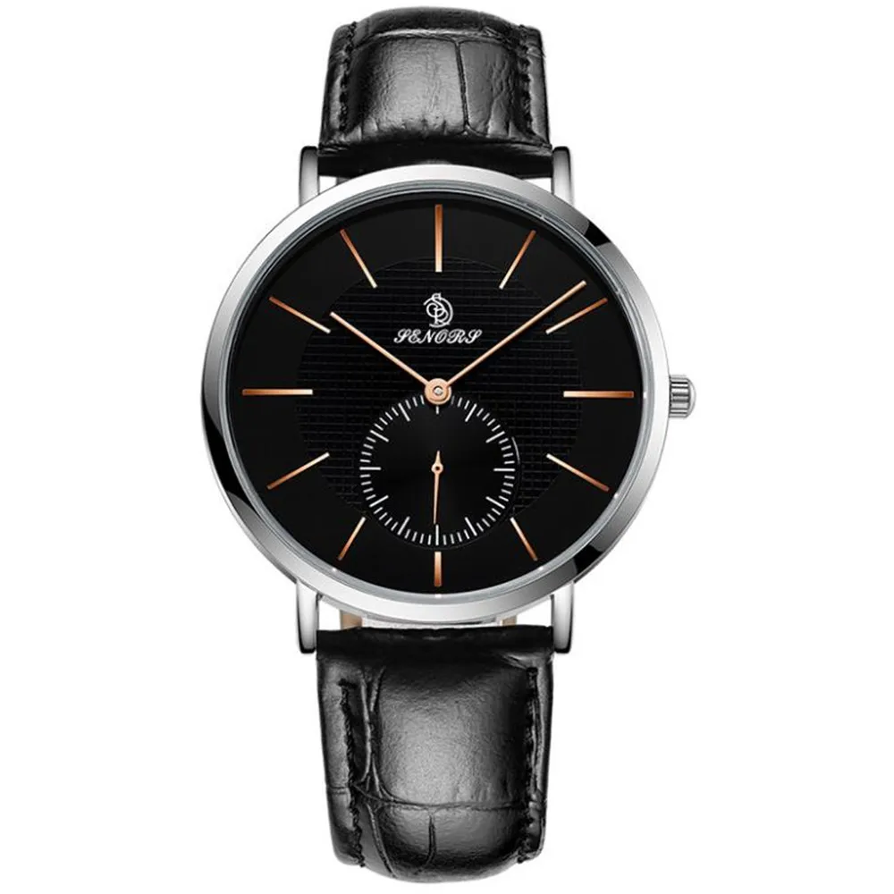 

Men's two-and-a-half-stitch Quartz Watch Leather Belt Leisure Night-light Student Watch