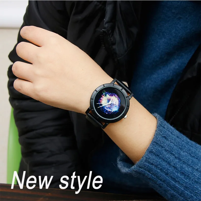 Дизайн Романтические звездное небо модные часы с указателем Луны для мужчин и женщин кварцевые часы BGG брендовые блестящие креативные наручные часы