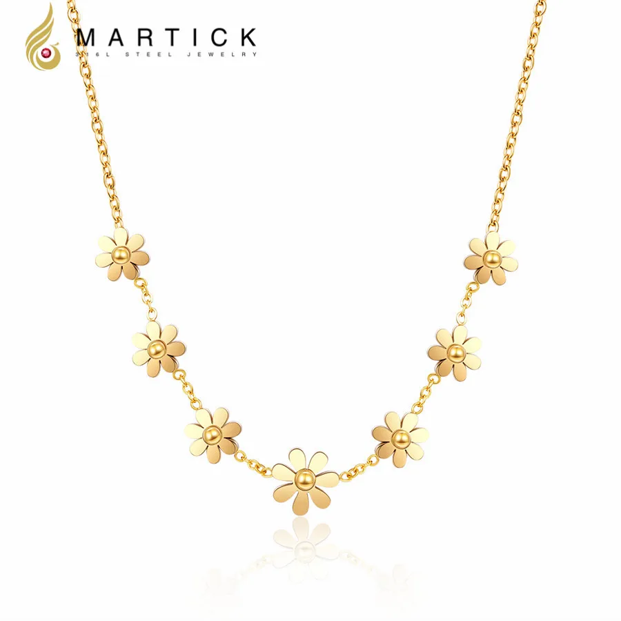 Martick 316L Подвеска из нержавеющей стали золотого цвета с цветком ожерелье