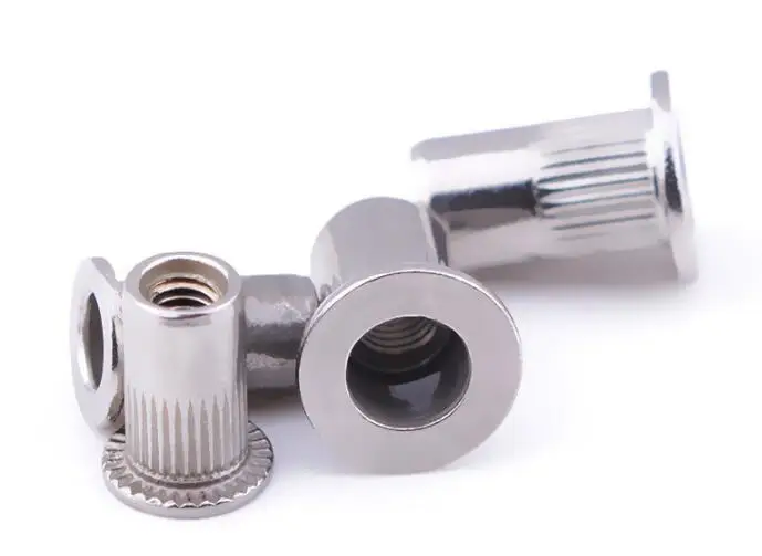 

4pcs M6 M8 aluminum alloy rivet nut pull cap cylindrical vertical knurling large side flat through hole rivets nuts