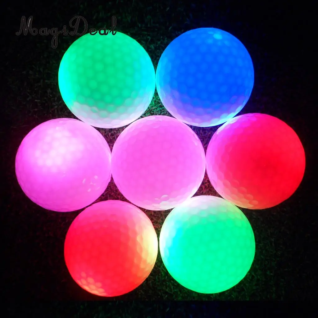 MagiDeal Hot Sale Glow In Dark LED Light Up Golf Ball Official Size Tournament Ball for Outdoor Indoor Golf Training Acc 6 Color