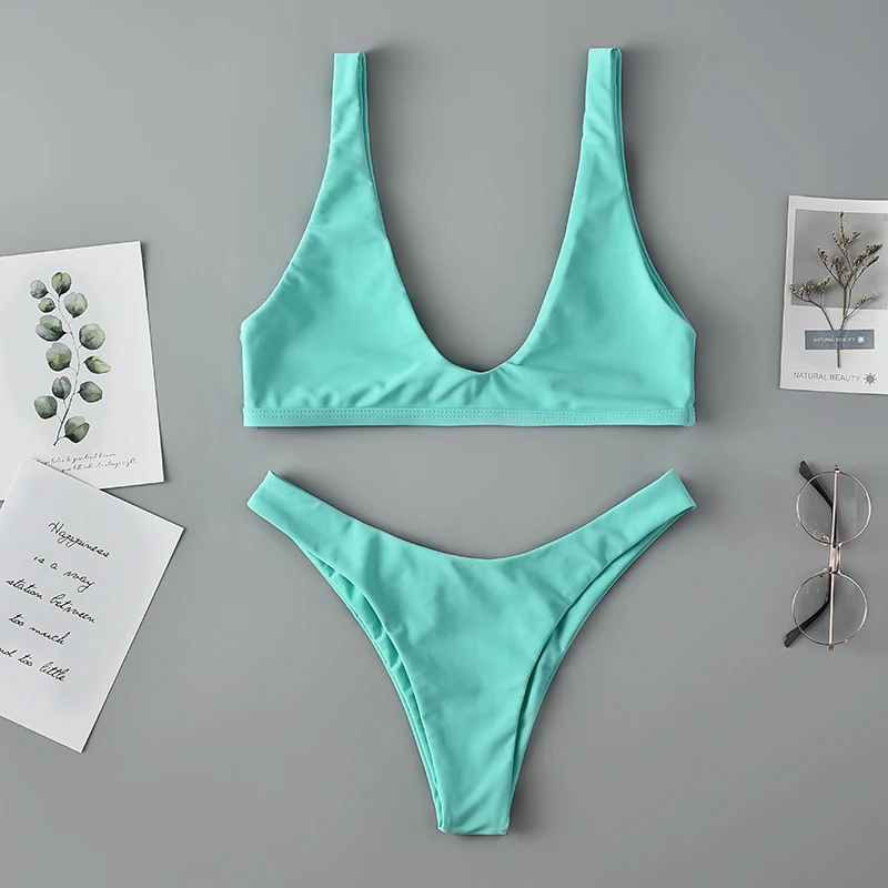 

2019 Women Bikini Set Two Pieces Swimwear Bathing Suit Beach Wear Summer Top+Bottom New Style European Style Swimsuit Low Waist
