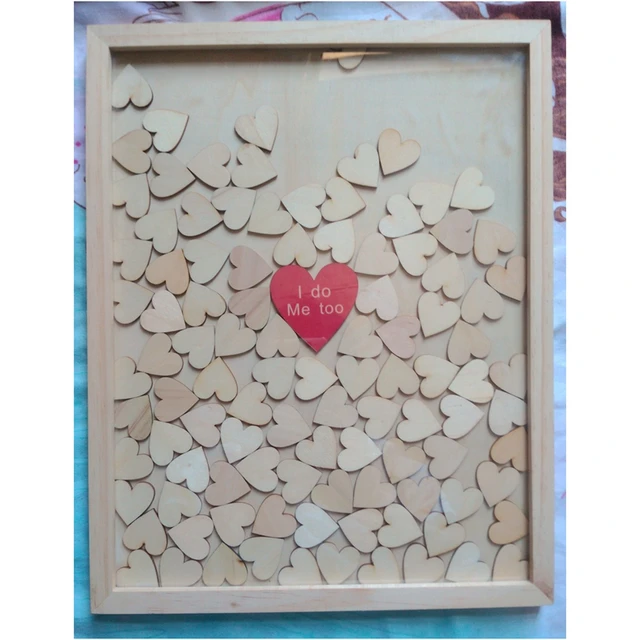 natural wodden unique wedding guest book wedding gift wood heart