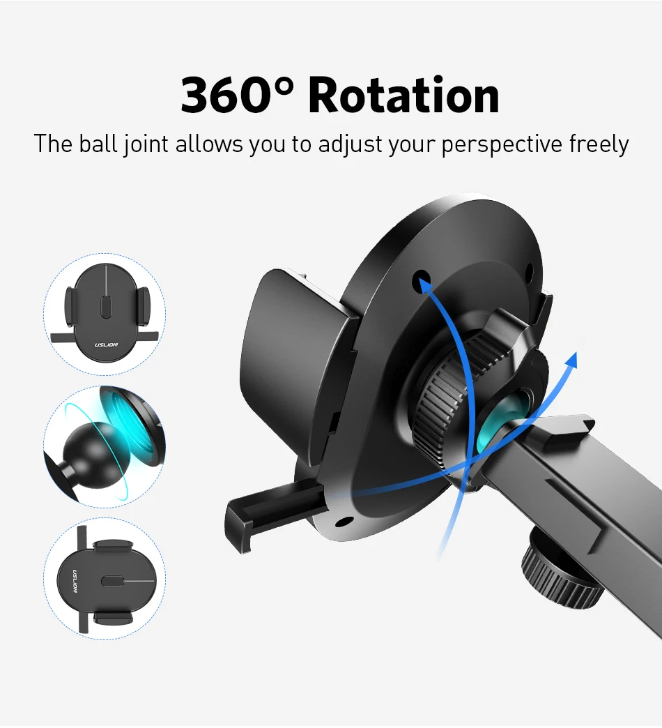 USLION Car Phone Holder in Car For Samsung S10 S9 S8 360 Rotation Car Holder For iPhone X XS MAX Stand Support Windshield Mount