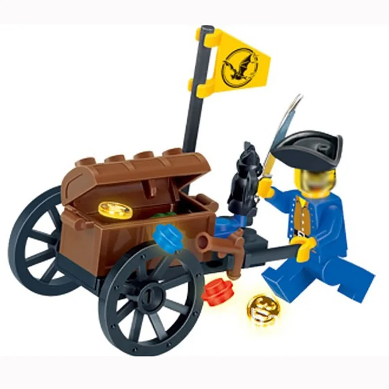 

25pcs Pirates Ship Treasure Transport Trolley Building Blocks Enlighten Bricks Mini Pirates Gifts Boys Toys K2544-1202