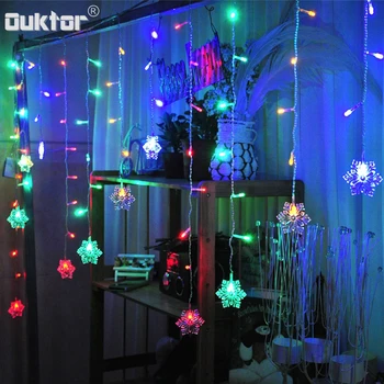 

New Years LED Curtain String Lights 96Leds Fairy Snowflake String Light Garland Decoration for Christmas Party Decoration