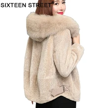 Новая зимняя ткань женская меховая куртка с капюшоном veste polaire Женская шерстяная овечья стриженная Меховая куртка Толстая теплая зимняя парка женская