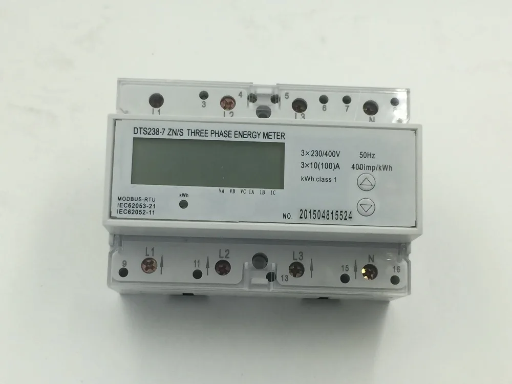 three phase 100A MODBUS RTU din rail type kWh meterin Energy Meters