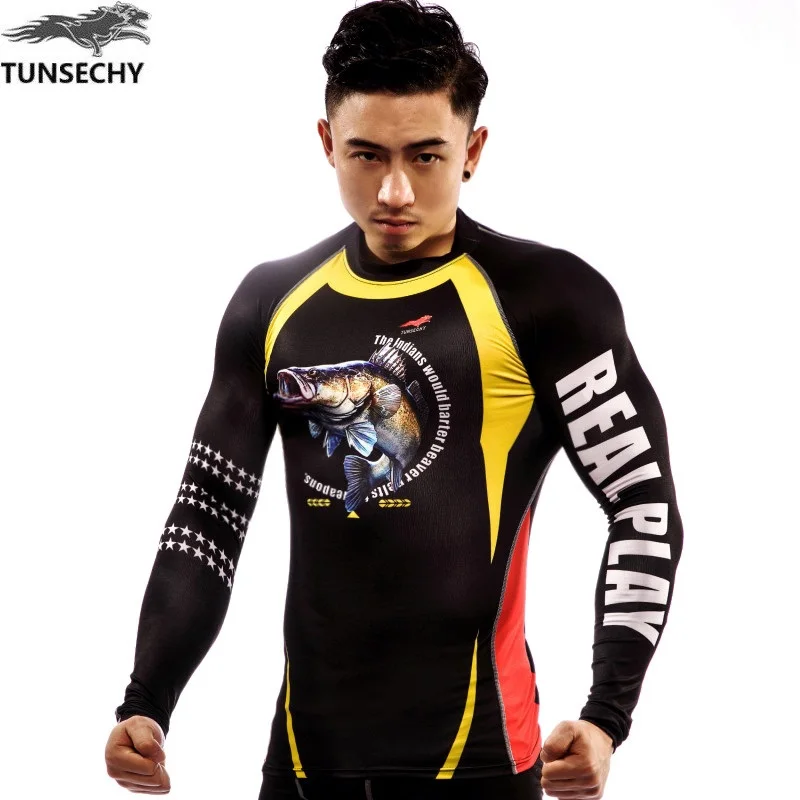 

TUNSECHY 2017 Brand popular qiu dong the latest 3D men leisure tight long-sleeved round collar T-shirt speed dry clothing