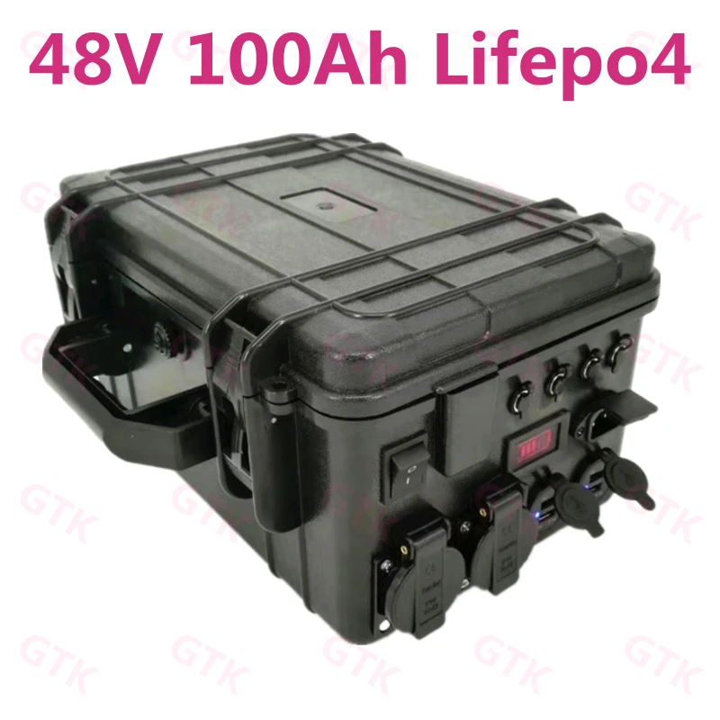 

High power lifepo4 battery 48v 100Ah 50Ah ABS case IP67 waterproof Portable energy Motor mover backup power+10A charger