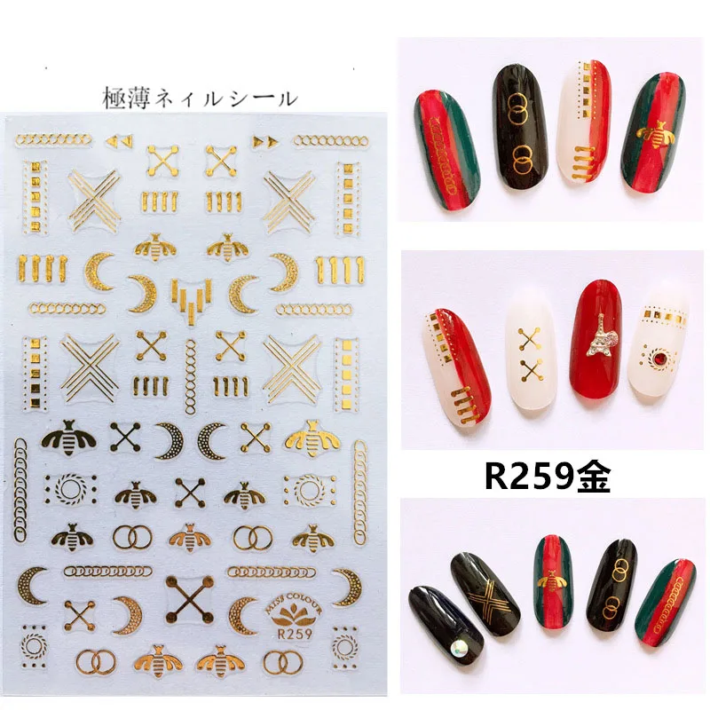 

Glod Moon Line $ Symbol Nails Sticker For Women Nail Decal Art Decorations DIY Manicure Adhesive Polish Nails Accessories