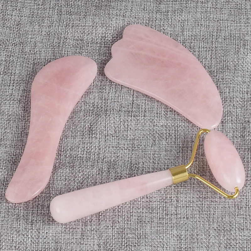 3 pcs Facial Massage roller tool rose quartz Women Relaxation Slimming wand Jade Acupuncture pen gua sha For Health Care 3 pcs Facial Massage roller tool rose quartz Women Relaxation Slimming wand Jade Acupuncture pen gua sha For Health Care