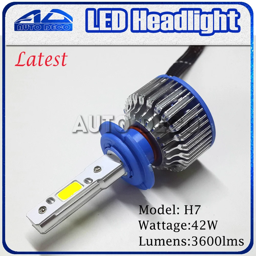 

Super Bright 2x42W Latest High Quality CANBUS Car COB 2x42W LED Lamp 3600LM Auto H7 Headlight kits 4th Generation  Freeshipping