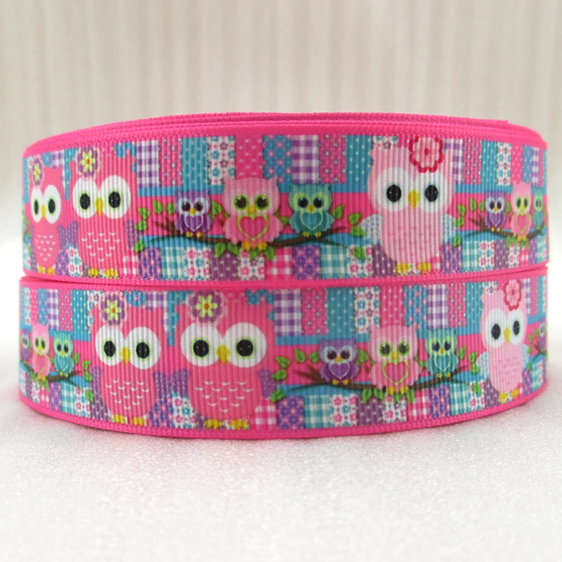 1"(25mm) owl ribbon high quality printed polyester ribbon 10 yards, DIY