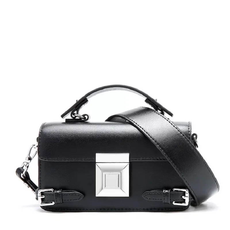 

Summer single shoulder black new leather women's bag fashion trend square bag cross-body bag