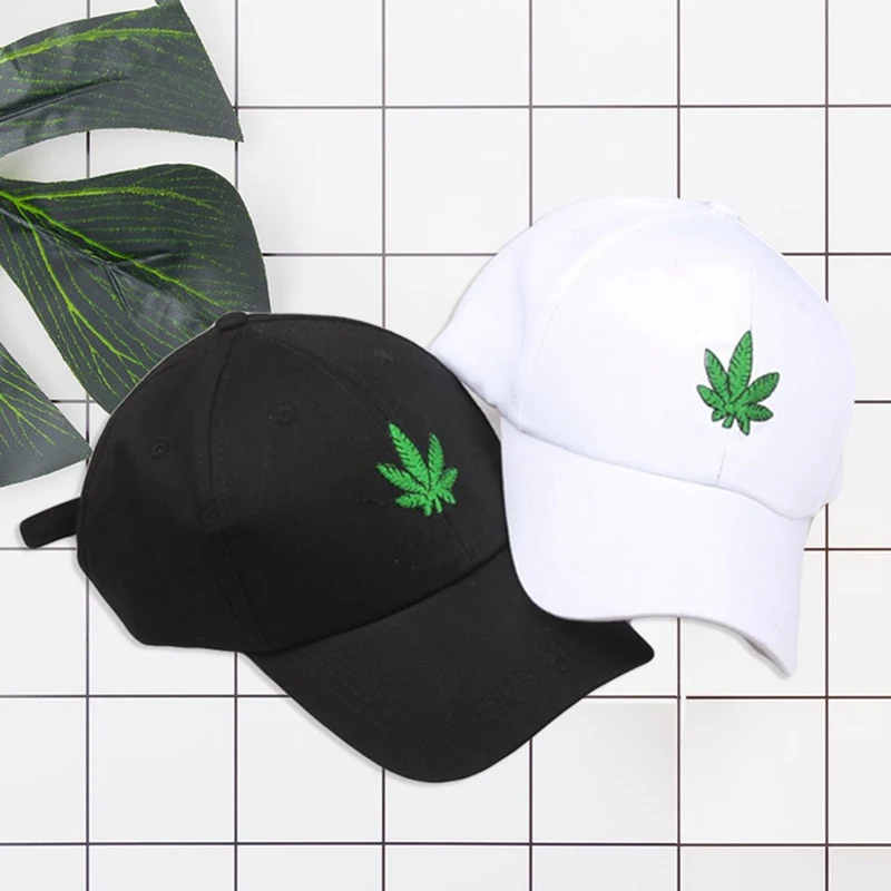 Новая мода вышивка лист белая кепка сорняки Snapback Головные уборы для мужчин и женщин хлопок хип-хоп облегающая бейсболка s