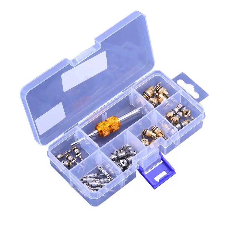 

40pcs A/C R134A Car Auto Air Conditioning Assortment Remover Kit Voiture A/C Tire Valve Cores Removal Tool With Box Car Styling