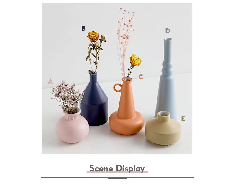 

5 colors Nordic creative Morandi vase decoration living room art dried flower flower arrangement ceramic art small vase ornament
