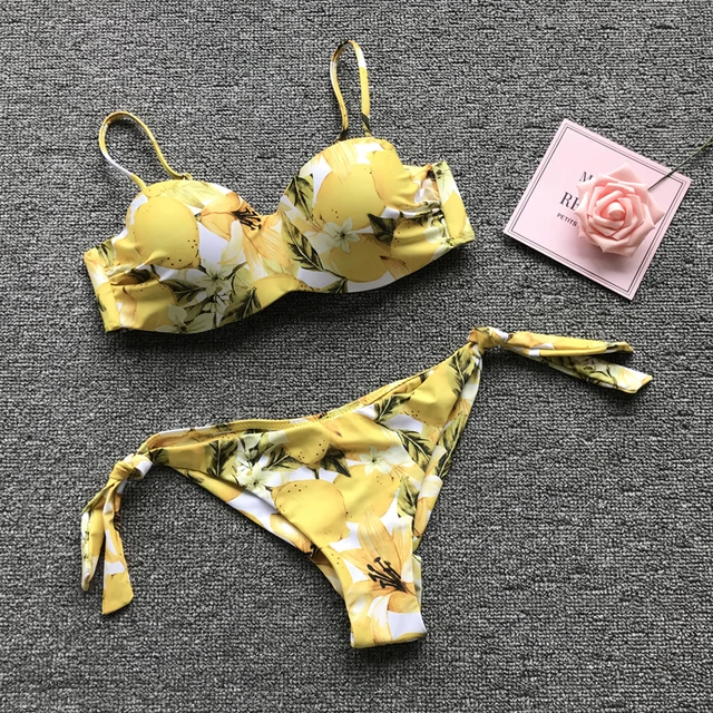 {Excellent|Wonderfull|Very Good|Very Recommended} Sexy Bikinis Women Swimwear Push Up Swimsuit Print Lemon Bikini Set Brazilian Biquini Lacing Bathing Suit Female Beachwear Swim Special Offers