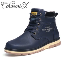 CcharmiX/зимние мужские ботинки; высококачественные зимние рабочие мужские ботинки из искусственной кожи; водонепроницаемые теплые меховые ботильоны на шнуровке; Мужская обувь; большие размеры 39-46