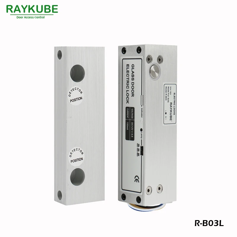 RAYKUBE Электрический Болт замок для безрамных Galss система контроля допуска к двери Левый дверной замок R-B03L