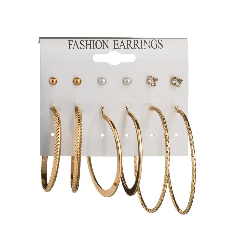 SexeMara Hot Fashion Hoop Earrings Ear Ring Stud Set Combination Of 6 Sets For Gift Dropshipping | Украшения и аксессуары