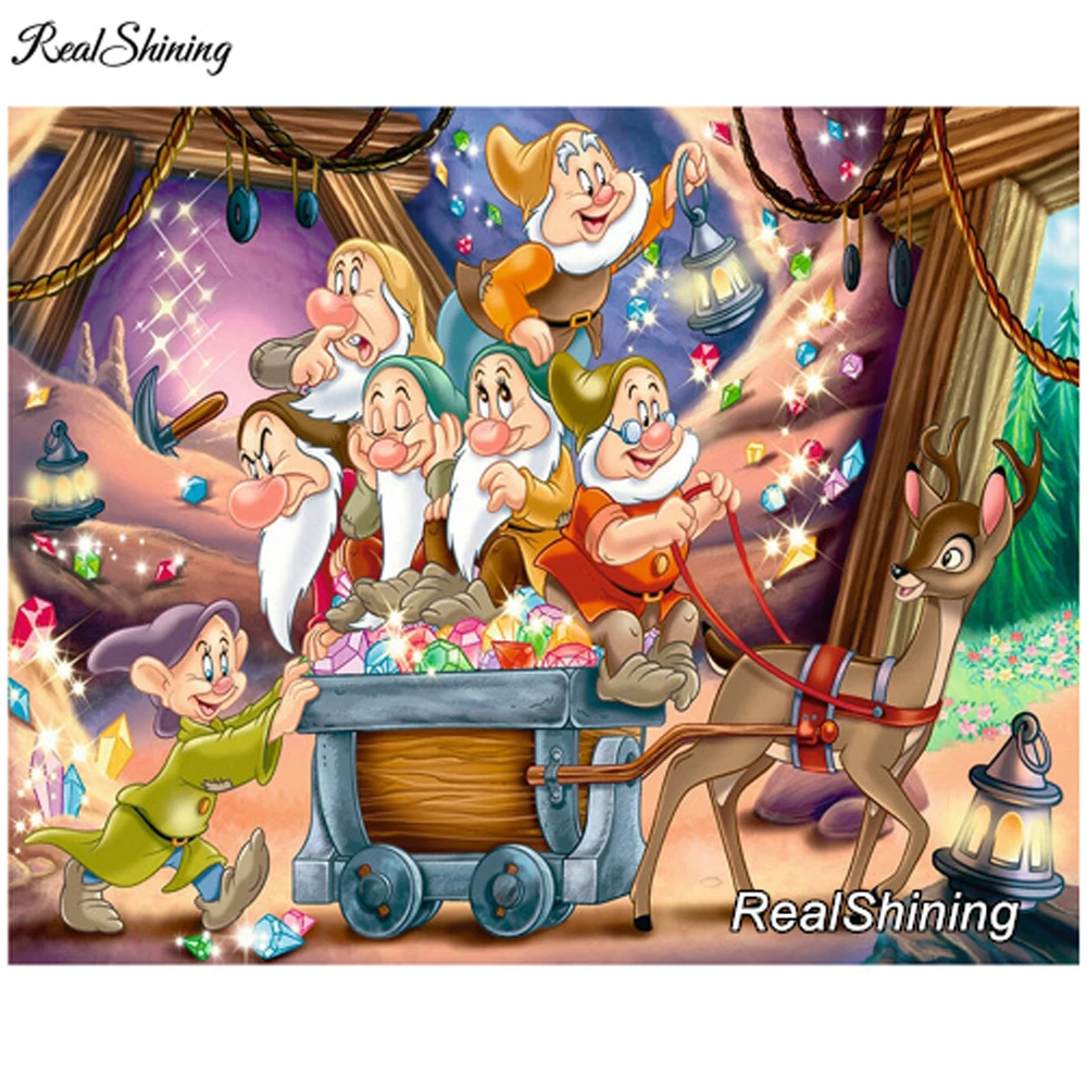 

REALSHINING 5D DIY Mosaic Embroidery Seven Dwarfs Diamond Painting Full square Rhinestone cross stitch Needlework DE188