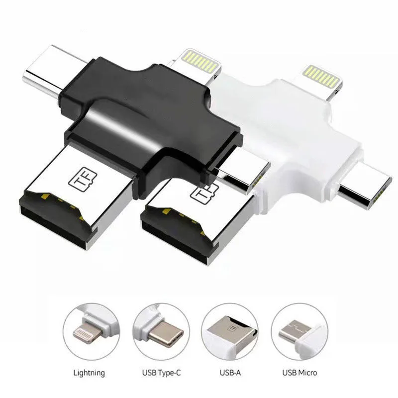 

Usb Card Reader 4 in 1 Type-c/Lightning/Micro USB/USB 2.0 White Memory Card for iphone8 8P X 7 6S storage usb stick pendrive