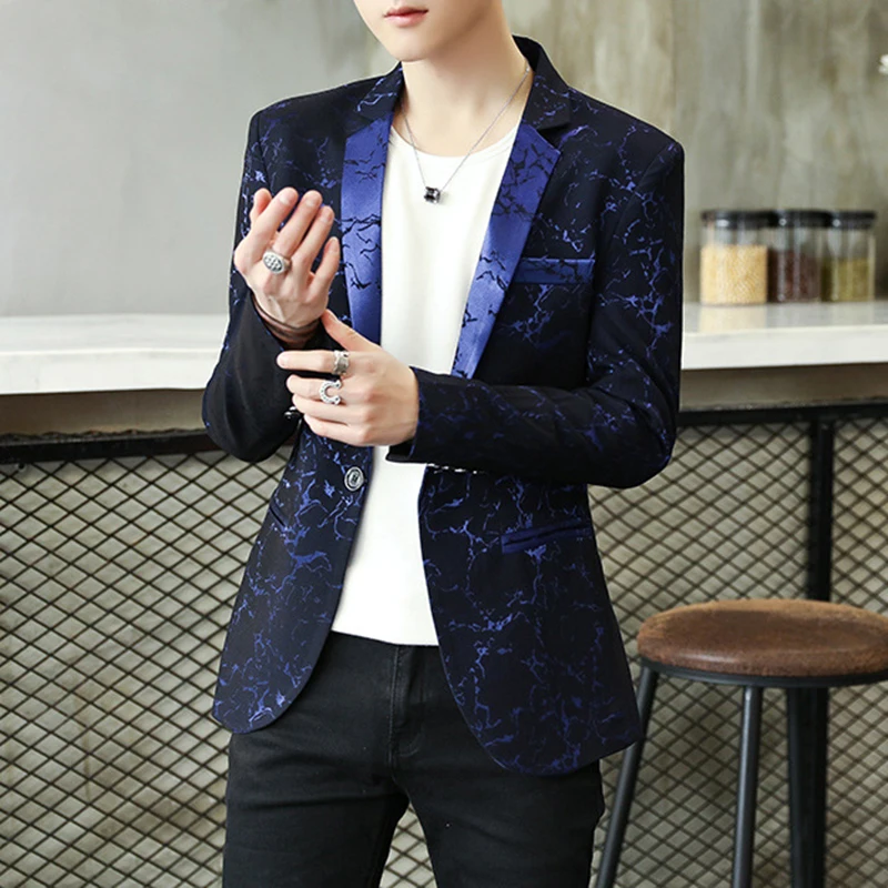 

Spring Clothes 2019 Mens Casual Coat Blazer Glitter Costume Red Blue Men Slim Fit Dress Single Button Velvet Thin Blazers Suits