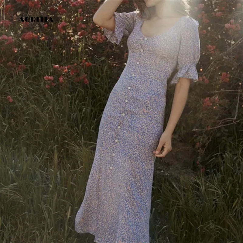 2019 Women Summer Short Sleeves Dresses Print Sweet Dress