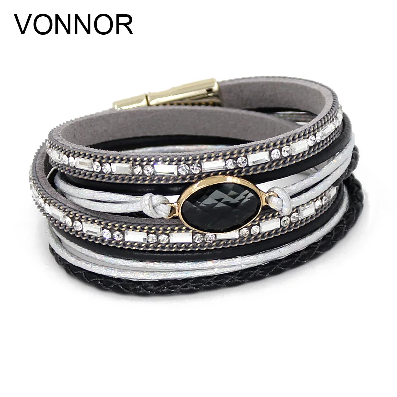 

VONNOR Bracelets for Women Multi-layer Winding Wrap Leather Bracelet Fashion Jewelry Femme hand Accessories Dropshipping